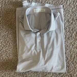 Holderness & Bourne Men's Polo with Tan  and White Stripes